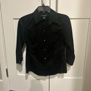 Banana Republic Petite Black Fitted Collared Shirt
